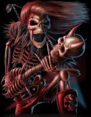 guitar player skull